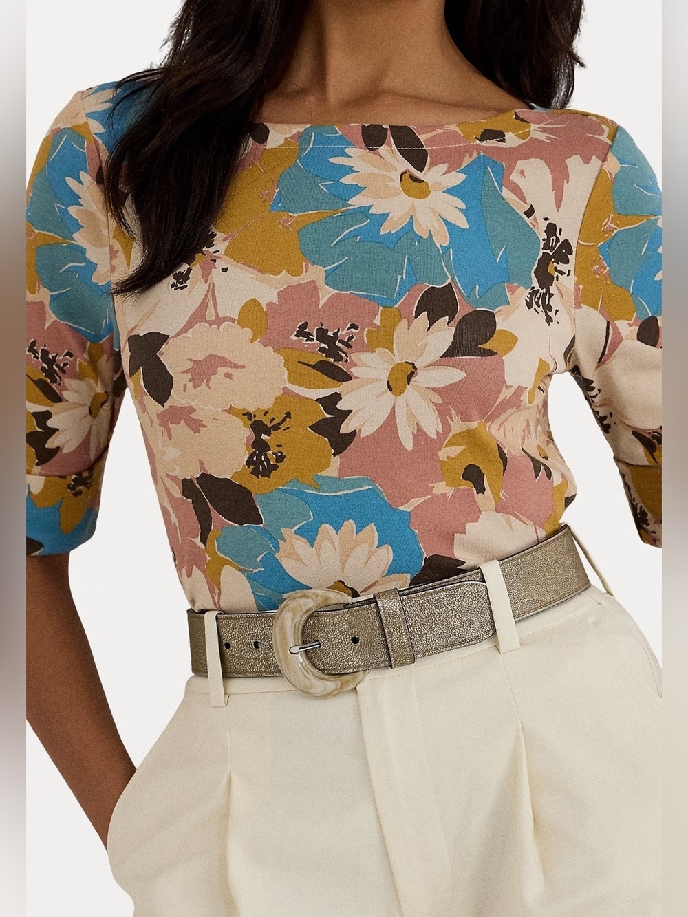 Ralph Lauren Black Label Women's Women’s Floral Multicolor Tunic Top, M. NWOT